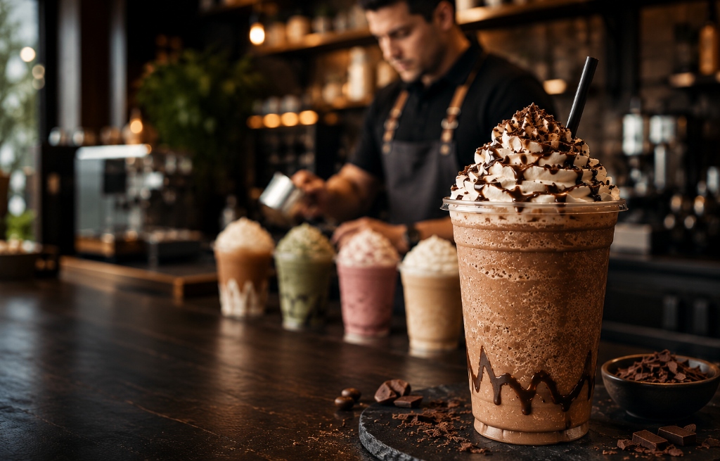 Bebida tipo frappé preparada en un establecimiento de Food Service